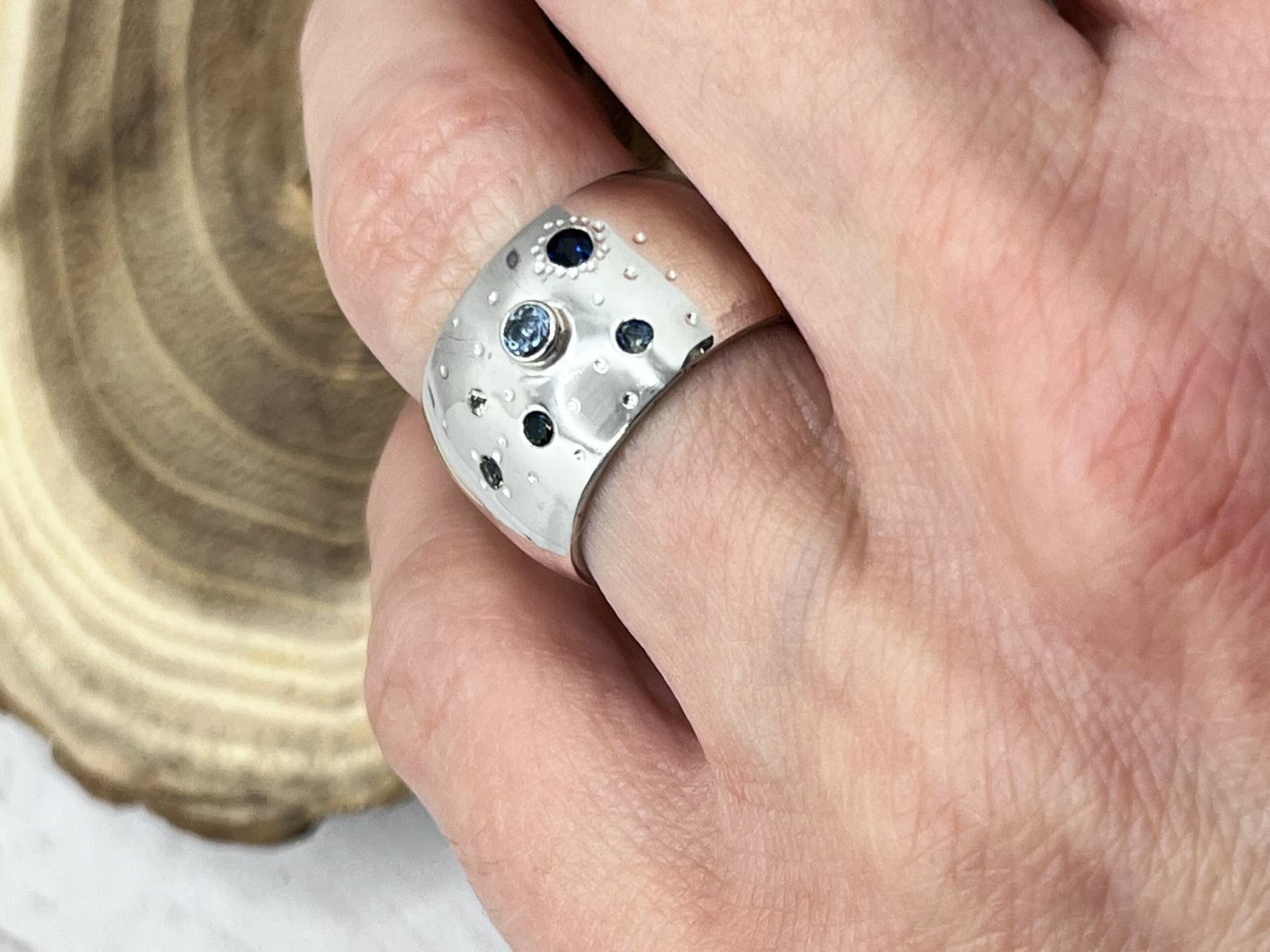 Akvamarin - zafír ezüst gyűrű