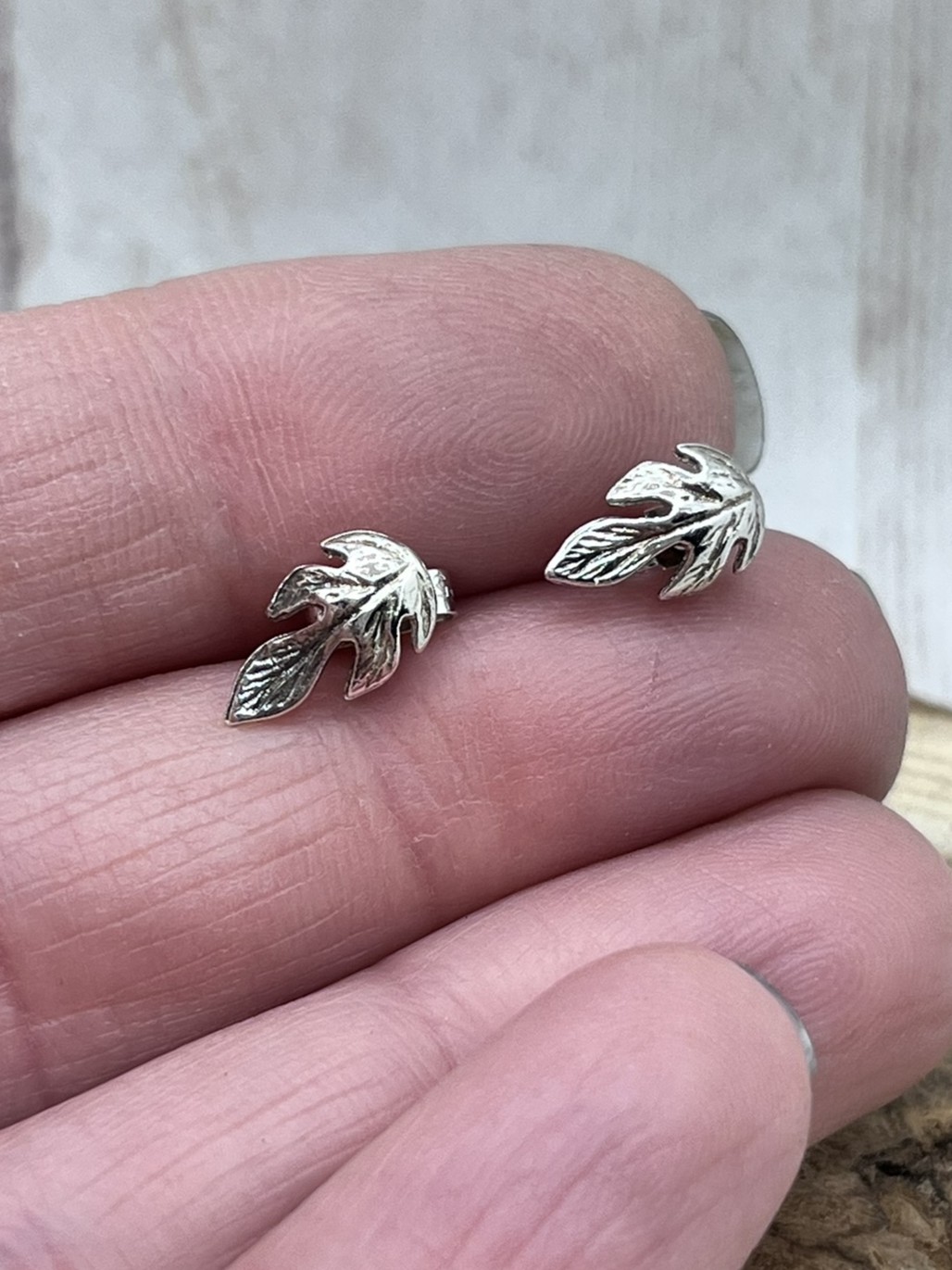 Levél ezüst bedugós fülbevaló