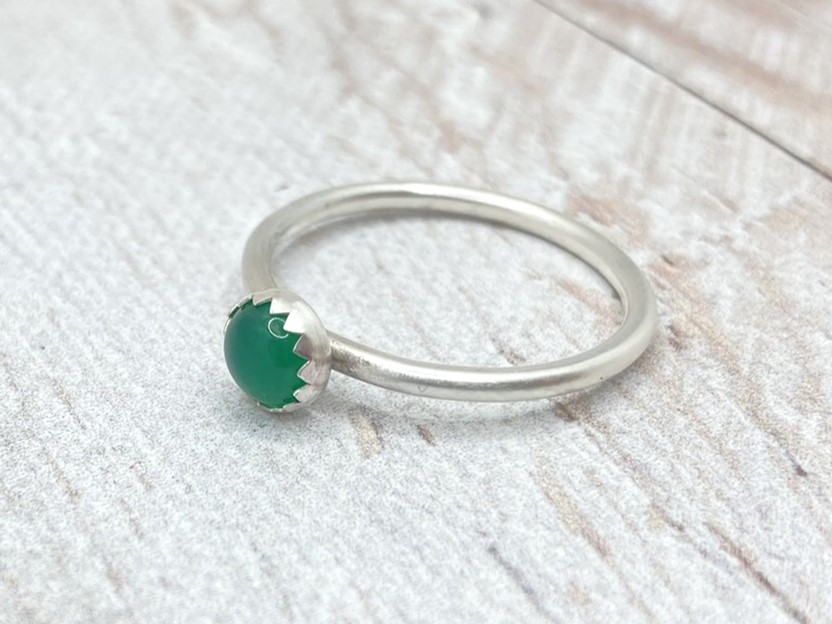 Zöld achát ezüst gyűrű