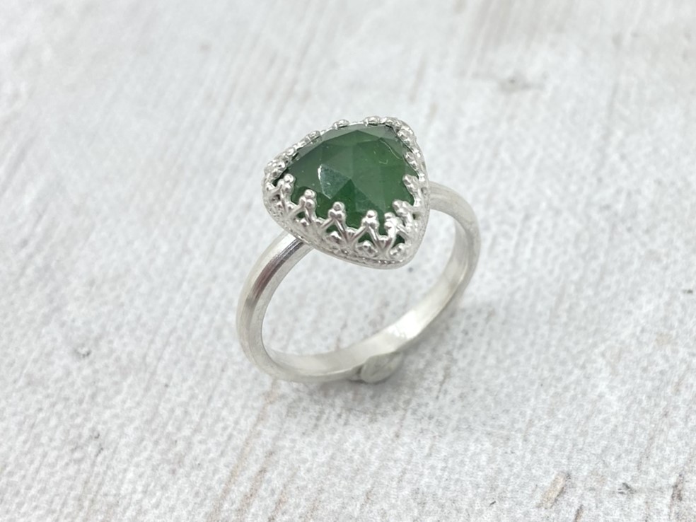 Zöld achát ezüst gyűrű