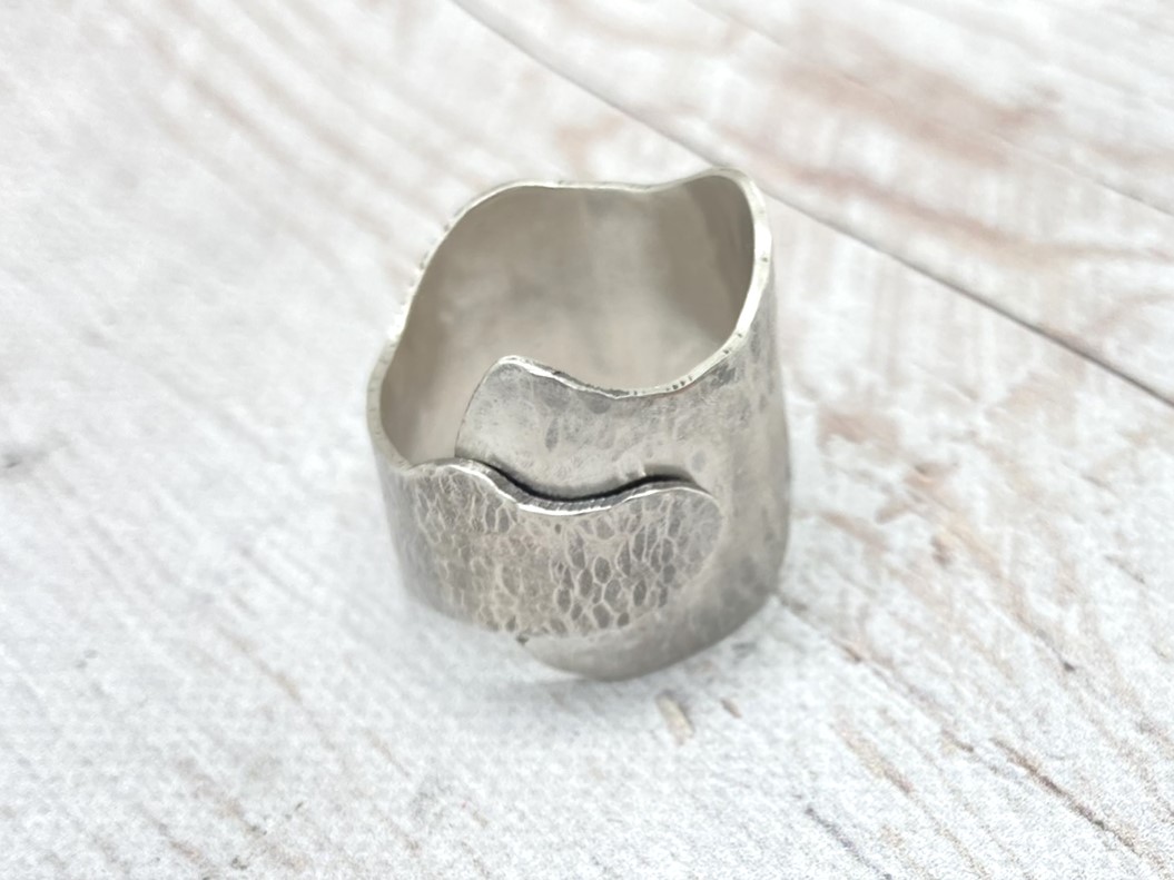 Rusztikus széles ezüst gyűrű, állítható méretű