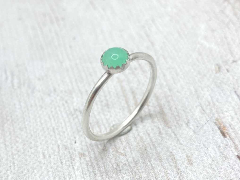 Zöld kalcedon ezüst gyűrű
