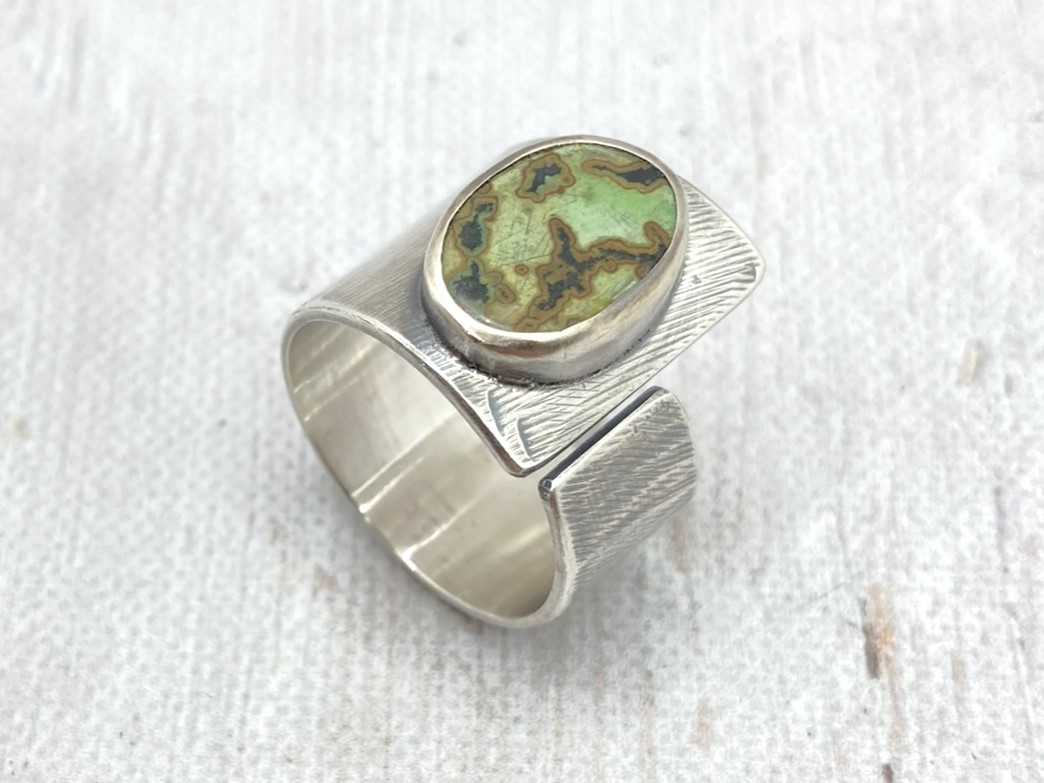 Zöld türkiz ezüst gyűrű