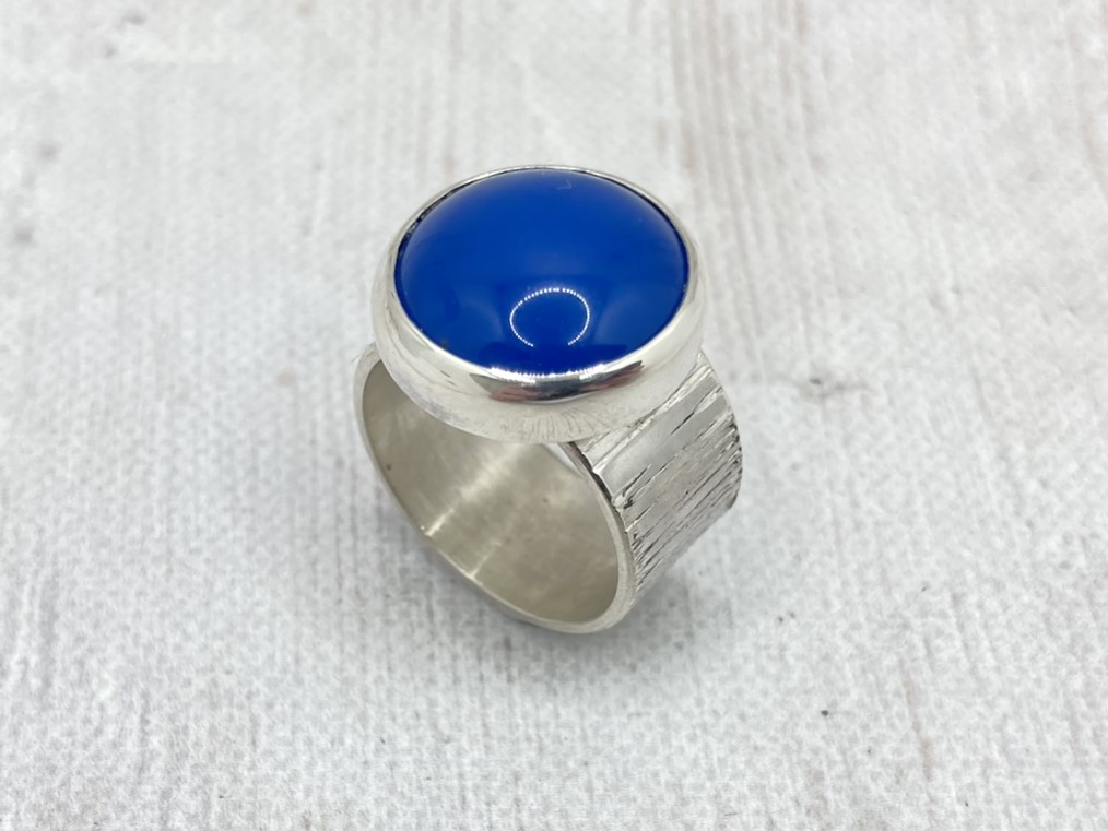 Kék achát ezüst gyűrű 