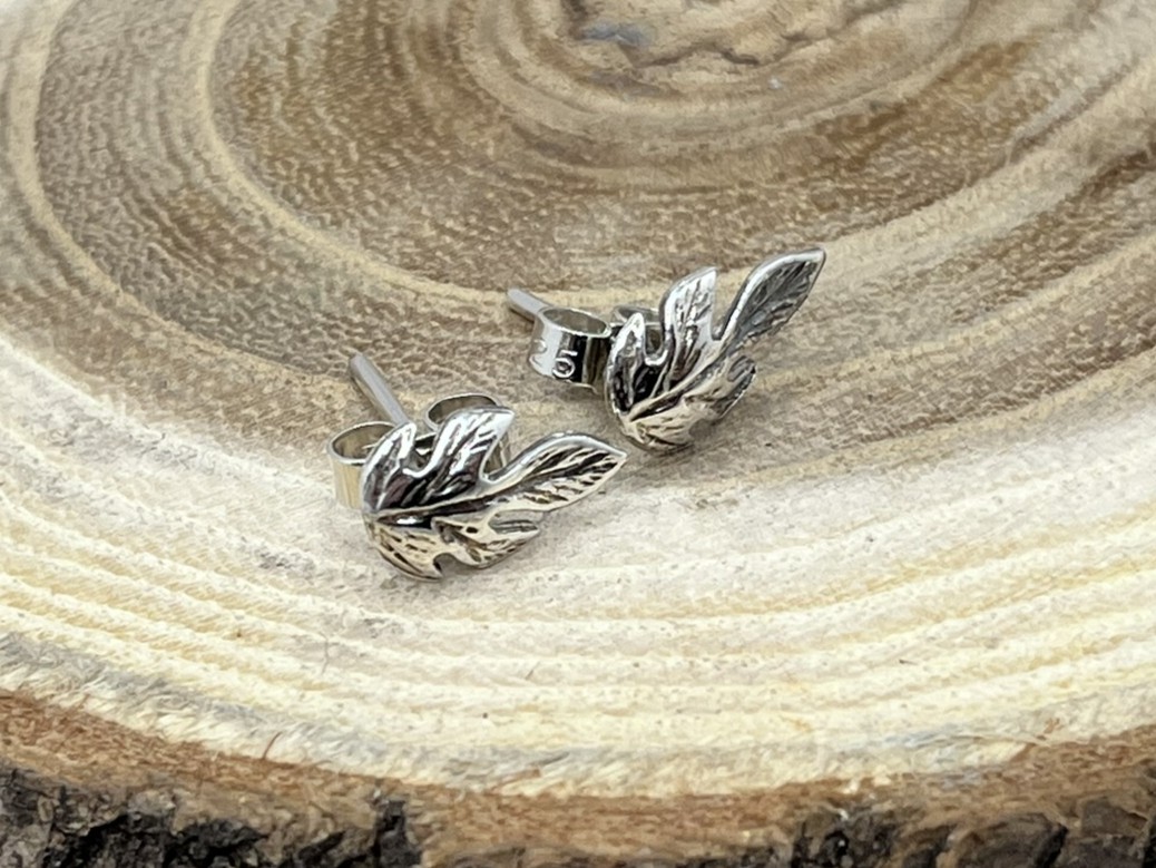 Levél ezüst bedugós fülbevaló